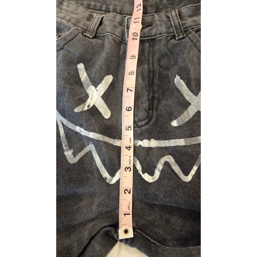Unbranded Streetwear Graphic Jeans Straight‎ Leg Washed Black Graffiti Waist 32 - Picture 8 of 9